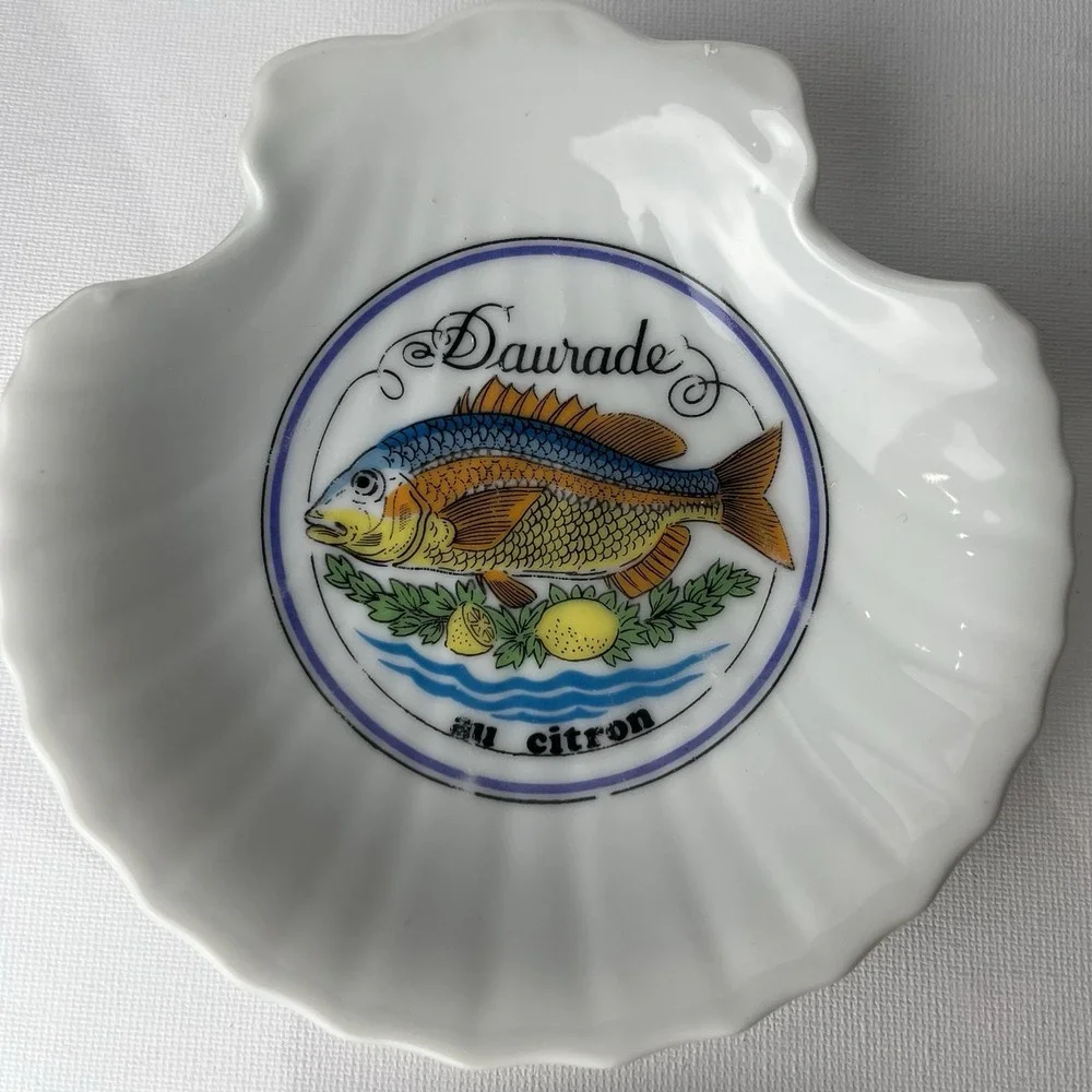 Vintage‎ Concha French Seafood Bone Dishes Set 6 Shell Fish Plates Jacques